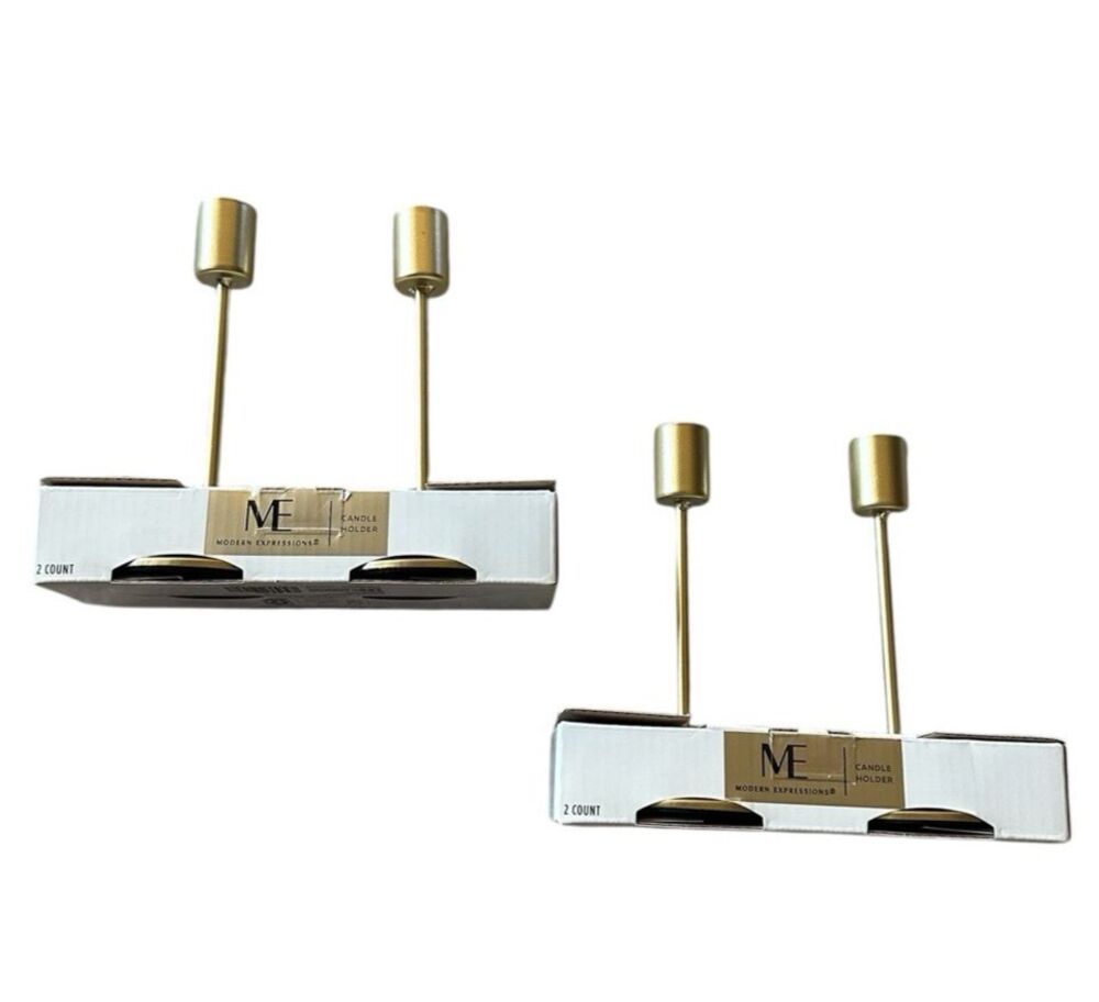 NEW Bundle Modern Expressions Gold Tone Candle Holders Candlesticks 4 Total